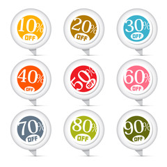Colorful Vector Discount Stickers, Labels Illustration Set