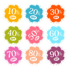 Colorful Discount Labels, Stains, Splashes