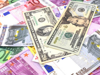 Obraz na płótnie Canvas background of american and euro money