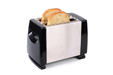 silver toaster isolated on white background