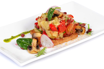 Salad from baked eggplants and peppers