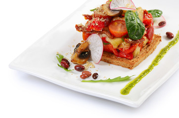 Salad from baked eggplants and peppers