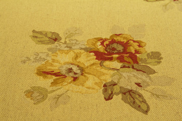 Fabric with floral design ornaments