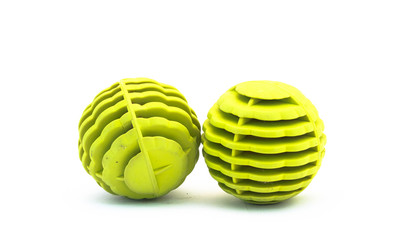 plastic balls for washing machine, isolated on white