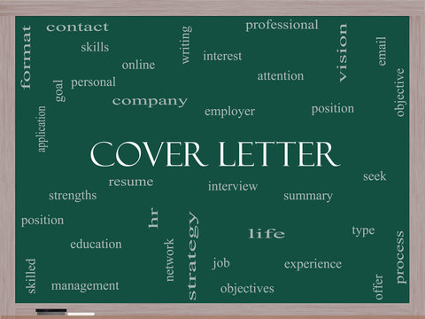 Cover Letter Word Cloud Concept on a Blackboard