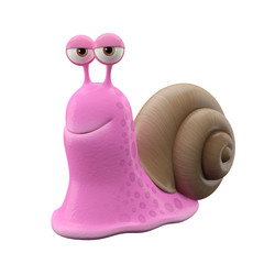 3d funny character, happy cartoon snail