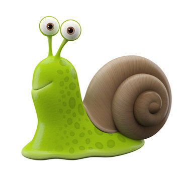 3d render of funny cartoon snail