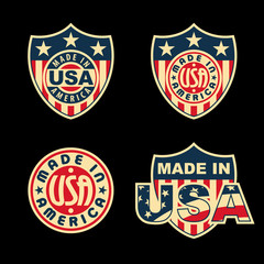 Made in America (USA) - set of badges and labels.
