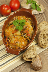 Minced meat rolled in cabbage