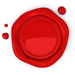 Red wax seal with blank field, 3d