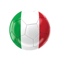 italy soccer ball isolated white background, flag patriotic