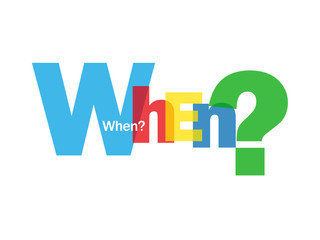 "WHEN?" Letter Collage (questions calendar date time meeting)