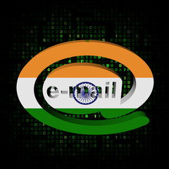 Fototapeta premium e-mail address symbol India flag on hex illustration