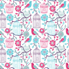 Birdcages seamless pattern