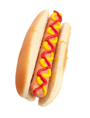 Tasty hot dog isolated on white