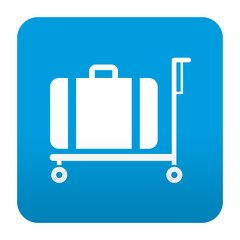 Etiqueta tipo app azul simbolo carro de equipaje
