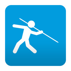 Etiqueta tipo app azul simbolo lanzamiento de jabalina