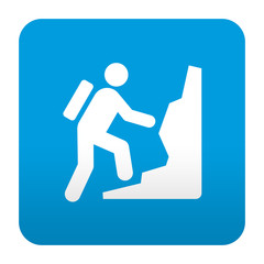 Etiqueta tipo app azul simbolo montañismo