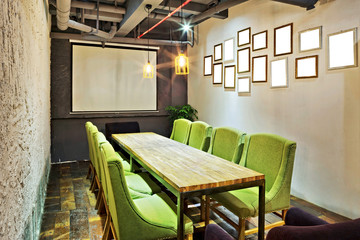 empty meeting room and conference table