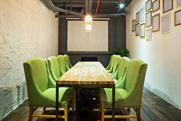 empty meeting room and conference table