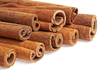 Cinnamon sticks isolated on white background