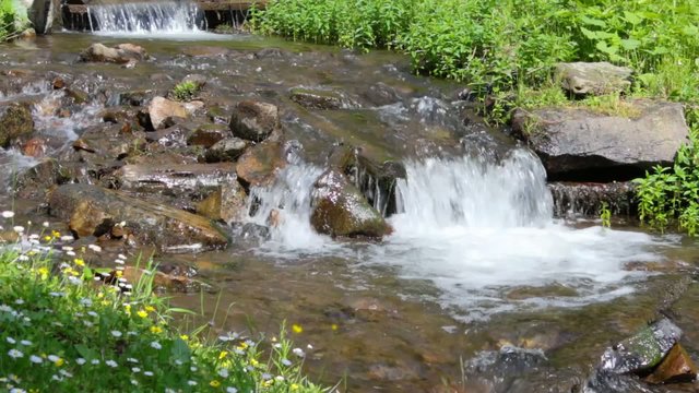 fresh mountain stream with cascade