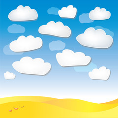 Clouds on desert - illustration