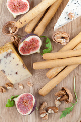 Cheese board with figs and nuts