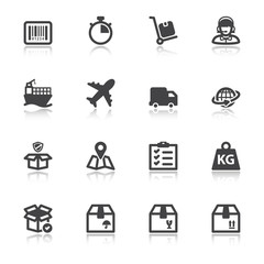 Shipping flat icons with reflection