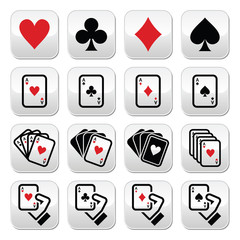 Playing cards, poker, gambling buttons set