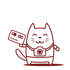 Character photographer with a camera line art