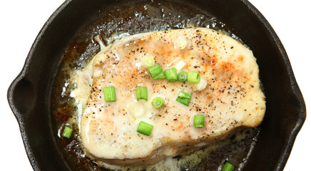 Oven Baked Swordfish in Butter with Green Onions and Ginger