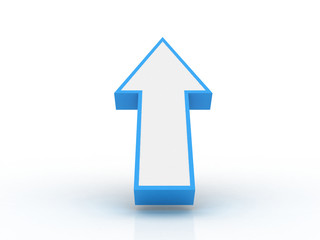 3d arrow pointing up isolated on white background