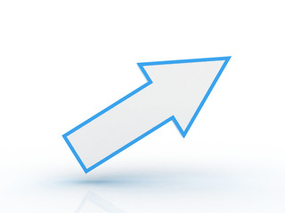 3d arrow pointing up isolated on white background