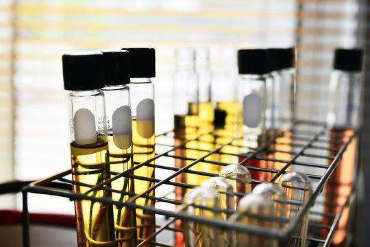 Laboratory glassware with chemical liquid