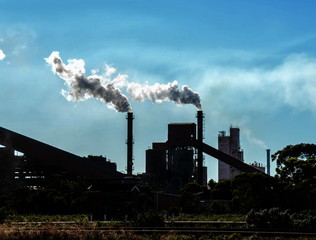 Chimneys of a coal fired factory