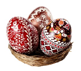 Easter eggs in a nest - obrazy, fototapety, plakaty