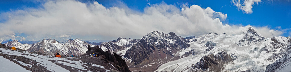 Panoramic View from altitude of 5000 meters at the Andes - obrazy, fototapety, plakaty