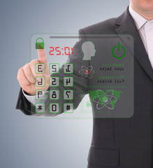 Man pressing the security code