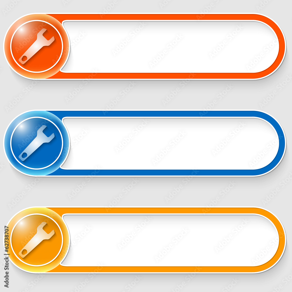Poster set of three vector abstract buttons with spanner