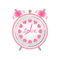 vector pink alarm clock