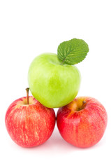 three apples on a white background isolated