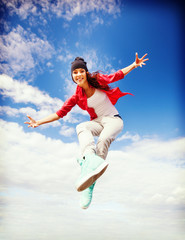 Obraz premium beautiful dancing girl jumping