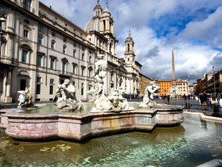 Fototapeta na wymiar Poseidon Fontanna, Piazza Navona w Rzymie