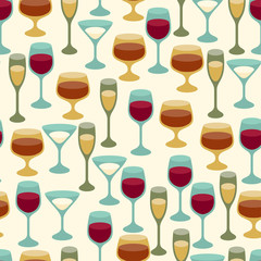 Seamless pattern with wine glasses.