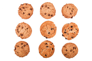 chocolate chip cookies on white
