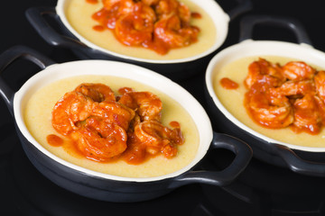 Prawns & Polenta - Soft polenta with tomato and chili prawns