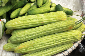 Gourd, fresh vegetables on the market.