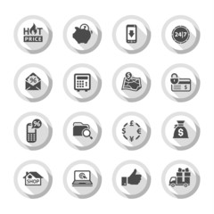 Shopping flat icons set 02