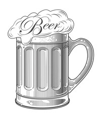 Vector illustration of  beer in vintage engraving style